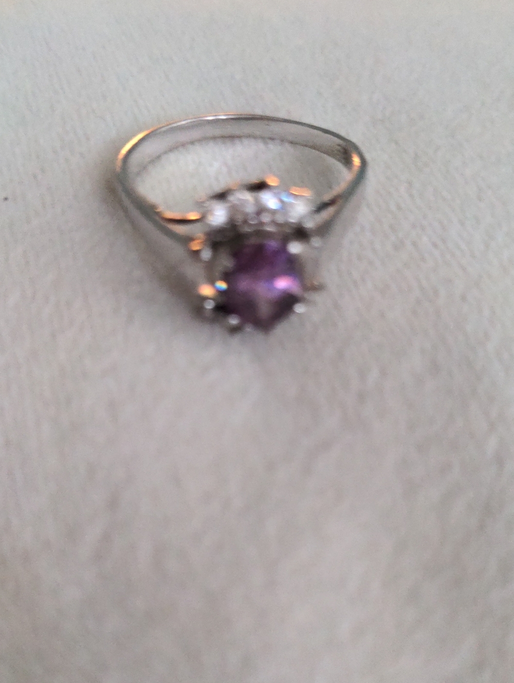 New Sterling Silver Purple Amethyst Gemstone Halo Ring, Sz 8 1/4